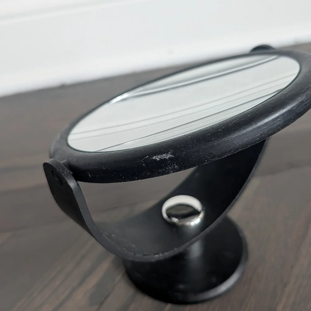 Double-Sided Pedestal Vanity Mirror - Soft-Touch Black